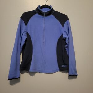 Vintage LL Bean USA Made Fleece Pullover Womens Medium Colorblock Blue Navy